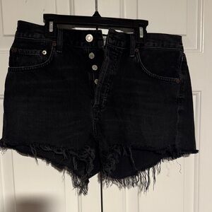 Agolde Black Frayed Jean Shorts